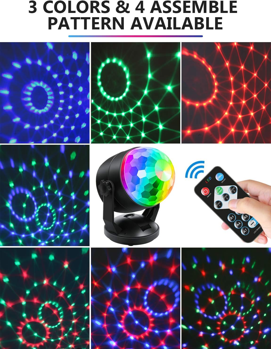 100 pack Low Price Portable Rotating LED Colors Strobe Party Lights, Disco Ball Strobe Light Stage Lamp