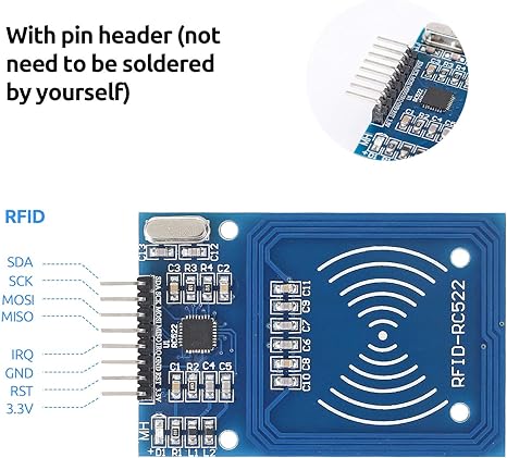 100pcs RFID Mifare RC522 Reader Module with S50 White Card and Key Ring Compatible with Arduino Raspberry Pi - SICUBE